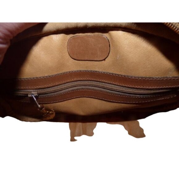 Gucci Vintage Black Canvas HOBO Logo Print Camel Leather - Picture 3 of 5